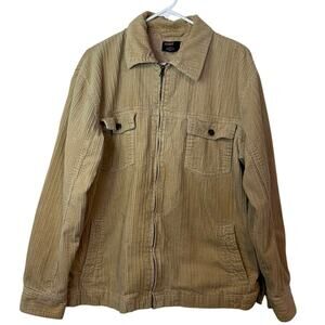 Vintage Y2K Emergency Exit Corduroy Full Zip Long Sleeve Shacket Size L Tan